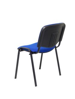 Modelo Iso  Pack de 4 sillas confidentes ergonómica, apilable, multiusos y estructura en color negro  Asiento y respaldo tapizados en tejido BALI color azul