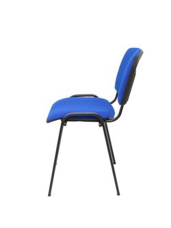 Modelo Iso  Pack de 4 sillas confidentes ergonómica, apilable, multiusos y estructura en color negro  Asiento y respaldo tapizados en tejido BALI color azul