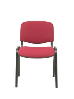 Modelo Iso  Pack de 4 sillas confidentes ergonómica, apilable, multiusos y estructura en color negro  Asiento y respaldo tapizados en tejido BALI color granate