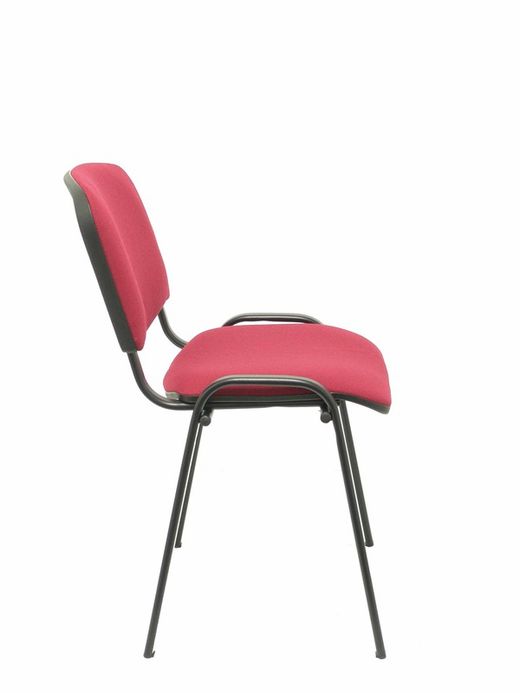 Modelo Iso  Pack de 4 sillas confidentes ergonómica, apilable, multiusos y estructura en color negro  Asiento y respaldo tapizados en tejido BALI color granate