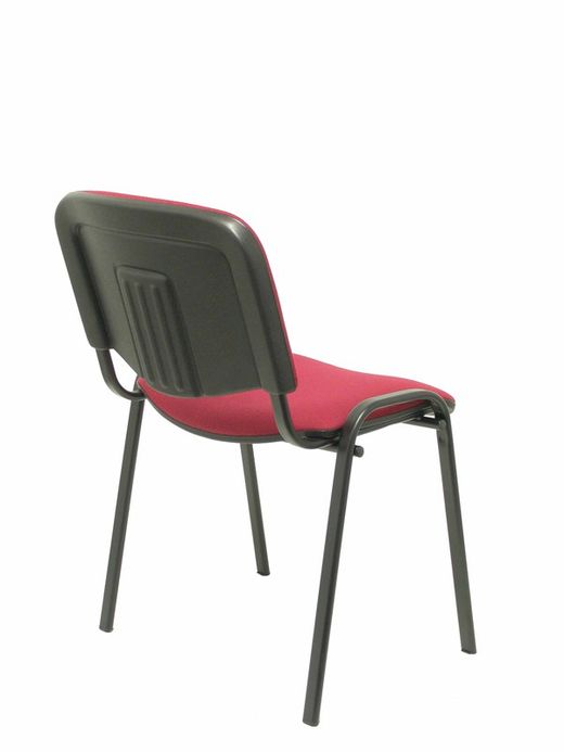 Modelo Iso  Pack de 4 sillas confidentes ergonómica, apilable, multiusos y estructura en color negro  Asiento y respaldo tapizados en tejido BALI color granate