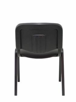 Modelo Iso  Pack de 4 sillas confidentes ergonómica, apilable, multiusos y estructura en color negro  Asiento y respaldo tapizados en tejido similpiel color negro.