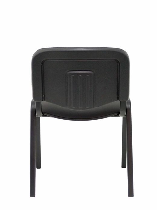 Modelo Iso  Pack de 4 sillas confidentes ergonómica, apilable, multiusos y estructura en color negro  Asiento y respaldo tapizados en tejido similpiel color negro.