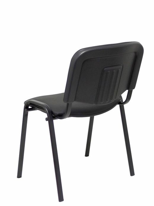 Modelo Iso  Pack de 4 sillas confidentes ergonómica, apilable, multiusos y estructura en color negro  Asiento y respaldo tapizados en tejido similpiel color negro.
