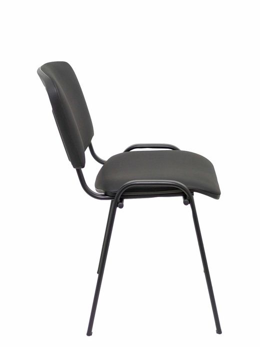 Modelo Iso  Pack de 4 sillas confidentes ergonómica, apilable, multiusos y estructura en color negro  Asiento y respaldo tapizados en tejido similpiel color negro.