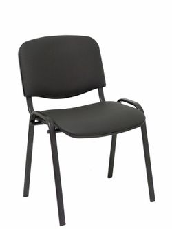 Modelo Iso  Pack de 4 sillas confidentes ergonómica, apilable, multiusos y estructura en color negro  Asiento y respaldo tapizados en tejido similpiel color negro.