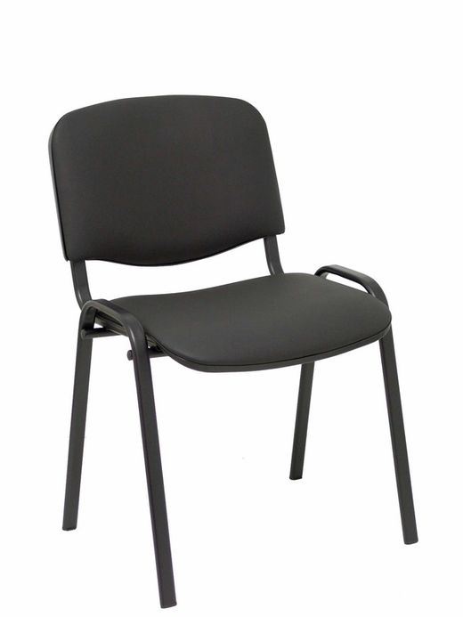 Modelo Iso  Pack de 4 sillas confidentes ergonómica, apilable, multiusos y estructura en color negro  Asiento y respaldo tapizados en tejido similpiel color negro.