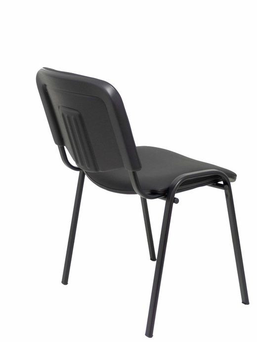 Modelo Iso  Pack de 4 sillas confidentes ergonómica, apilable, multiusos y estructura en color negro  Asiento y respaldo tapizados en tejido similpiel color negro.