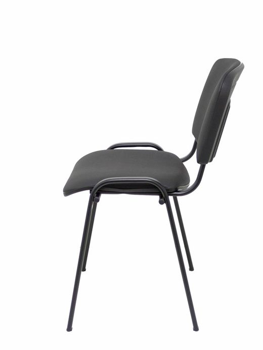 Modelo Iso  Pack de 4 sillas confidentes ergonómica, apilable, multiusos y estructura en color negro  Asiento y respaldo tapizados en tejido similpiel color negro.