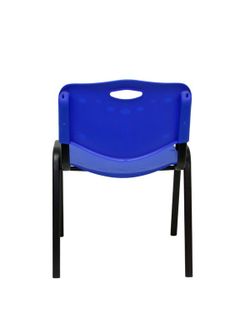 Modelo Iso plastic  Pack de 2 sillas confidentes ergonómica, apilable, multiusos y estructura en color negro  Asiento y respaldo en PVC color azul.