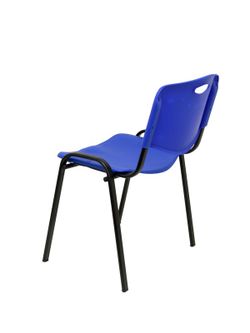 Modelo Iso plastic  Pack de 2 sillas confidentes ergonómica, apilable, multiusos y estructura en color negro  Asiento y respaldo en PVC color azul.