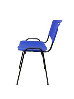 Modelo Iso plastic  Pack de 2 sillas confidentes ergonómica, apilable, multiusos y estructura en color negro  Asiento y respaldo en PVC color azul.