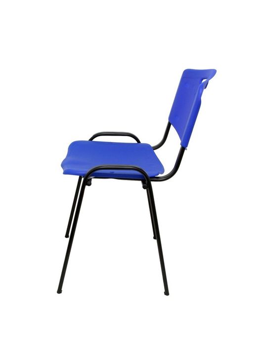 Modelo Iso plastic  Pack de 2 sillas confidentes ergonómica, apilable, multiusos y estructura en color negro  Asiento y respaldo en PVC color azul.