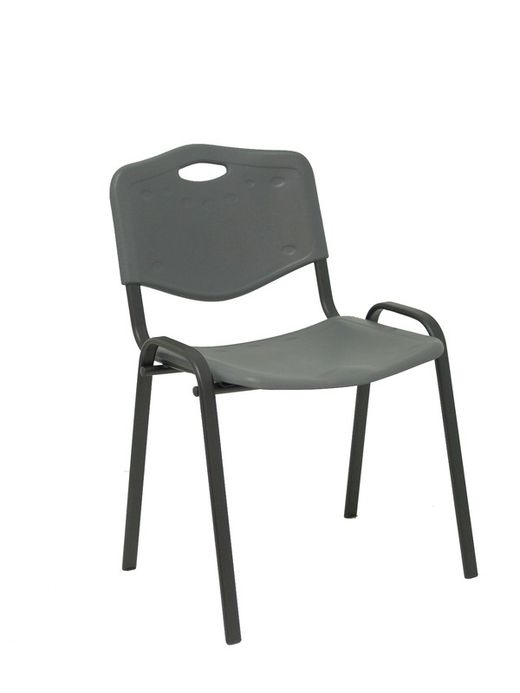 Modelo Iso plastic  Pack de 2 sillas confidentes ergonómica, apilable, multiusos y estructura en color negro  Asiento y respaldo en PVC color gris.
