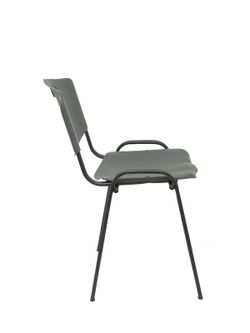 Modelo Iso plastic  Pack de 2 sillas confidentes ergonómica, apilable, multiusos y estructura en color negro  Asiento y respaldo en PVC color gris.