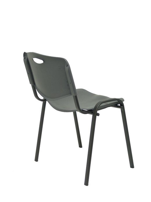 Modelo Iso plastic  Pack de 2 sillas confidentes ergonómica, apilable, multiusos y estructura en color negro  Asiento y respaldo en PVC color gris.