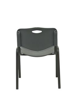 Modelo Iso plastic  Pack de 2 sillas confidentes ergonómica, apilable, multiusos y estructura en color negro  Asiento y respaldo en PVC color gris.