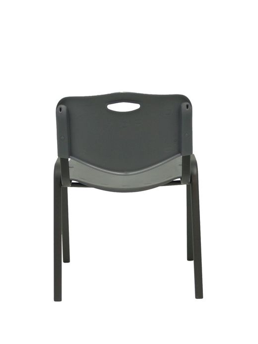 Modelo Iso plastic  Pack de 2 sillas confidentes ergonómica, apilable, multiusos y estructura en color negro  Asiento y respaldo en PVC color gris.