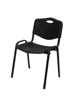 Modelo Iso plastic  Pack de 2 sillas confidentes ergonómica, apilable, multiusos y estructura en color negro  Asiento y respaldo en PVC color negro