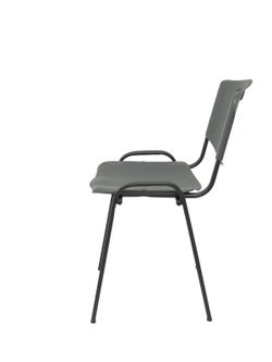 Modelo Iso plastic  Pack de 4 sillas confidentes ergonómica, apilable, multiusos y estructura en color negro  Asiento y respaldo en PVC color gris oscuro.