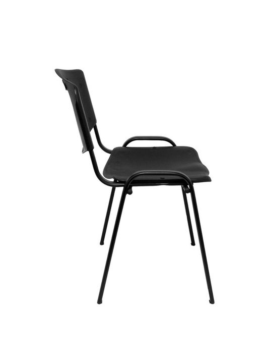 Modelo Iso plastic  Pack de 4 sillas confidentes ergonómica, apilable, multiusos y estructura en color negro  Asiento y respaldo en PVC color negro