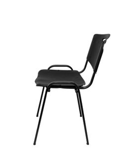 Modelo Iso plastic  Pack de 4 sillas confidentes ergonómica, apilable, multiusos y estructura en color negro  Asiento y respaldo en PVC color negro