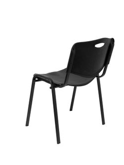 Modelo Iso plastic  Pack de 4 sillas confidentes ergonómica, apilable, multiusos y estructura en color negro  Asiento y respaldo en PVC color negro
