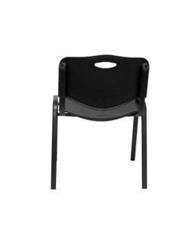 Modelo Iso plastic  Pack de 4 sillas confidentes ergonómica, apilable, multiusos y estructura en color negro  Asiento y respaldo en PVC color negro