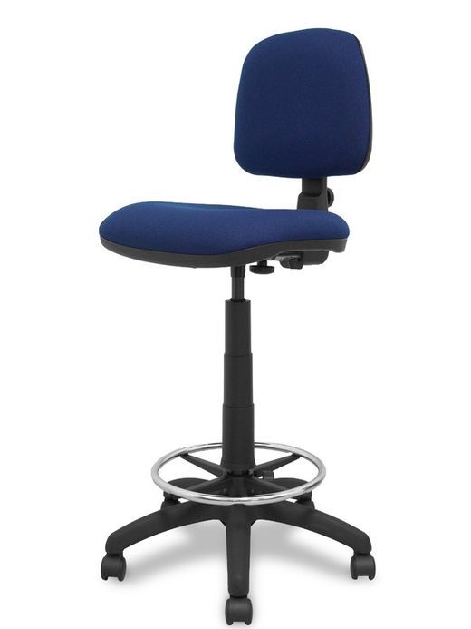 Modelo Isso - Taburete ergonómico giratorio y regulable en altura con aro reposapiés cromado (INCLUIDO)  Asiento y respaldo tapizados en tejido bali color turquesa.