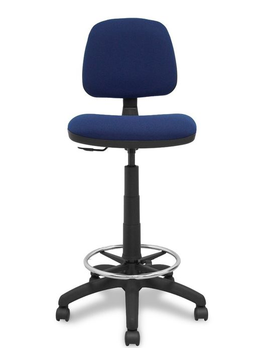 Modelo Isso - Taburete ergonómico giratorio y regulable en altura con aro reposapiés cromado (INCLUIDO)  Asiento y respaldo tapizados en tejido bali color turquesa.