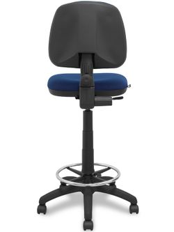 Modelo Isso - Taburete ergonómico giratorio y regulable en altura con aro reposapiés cromado (INCLUIDO)  Asiento y respaldo tapizados en tejido bali color turquesa.