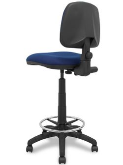 Modelo Isso - Taburete ergonómico giratorio y regulable en altura con aro reposapiés cromado (INCLUIDO)  Asiento y respaldo tapizados en tejido bali color turquesa.
