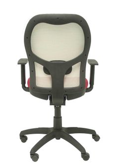 Modelo Jorquera - Silla de oficina ergonómica con mecanismo sincro, brazos regulables y ajustable en altura - Respaldo de malla transpirable en color gris y asiento tapizados en tejido BALI color granate