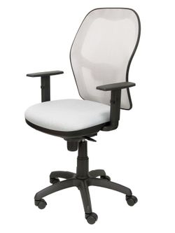 Modelo Jorquera - Silla de oficina ergonómica con mecanismo sincro, brazos regulables y ajustable en altura - Respaldo de malla transpirable en color gris y asiento tapizados en tejido BALI color gris