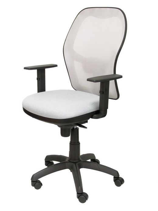 Modelo Jorquera - Silla de oficina ergonómica con mecanismo sincro, brazos regulables y ajustable en altura - Respaldo de malla transpirable en color gris y asiento tapizados en tejido BALI color gris
