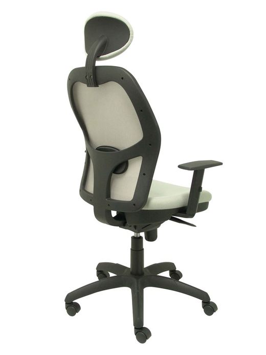 Modelo Jorquera - Silla de oficina ergonómica con mecanismo sincro, brazos regulables y ajustable en altura  Respaldo de malla transpirable en color gris y asiento tapizados en tejido BALI color gris claro (CON CABECERO)