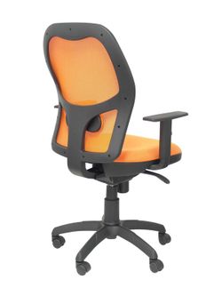 Modelo Jorquera - Silla de oficina ergonómica con mecanismo sincro, brazos regulables y ajustable en altura - Respaldo de malla transpirable en color naranja y asiento tapizados en tejido BALI color naranja