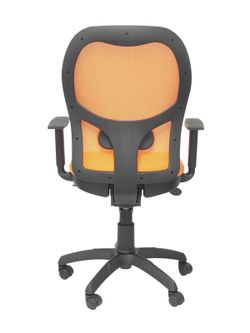 Modelo Jorquera - Silla de oficina ergonómica con mecanismo sincro, brazos regulables y ajustable en altura - Respaldo de malla transpirable en color naranja y asiento tapizados en tejido BALI color naranja