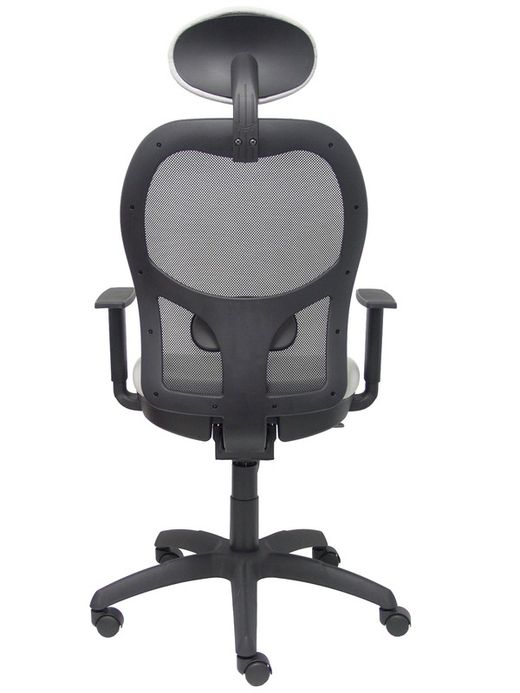 Modelo Jorquera - Silla de oficina ergonómica con mecanismo sincro, brazos regulables y ajustable en altura  Respaldo de malla transpirable en color negro y asiento tapizados en tejido BALI color gris claro (CON CABECERO)
