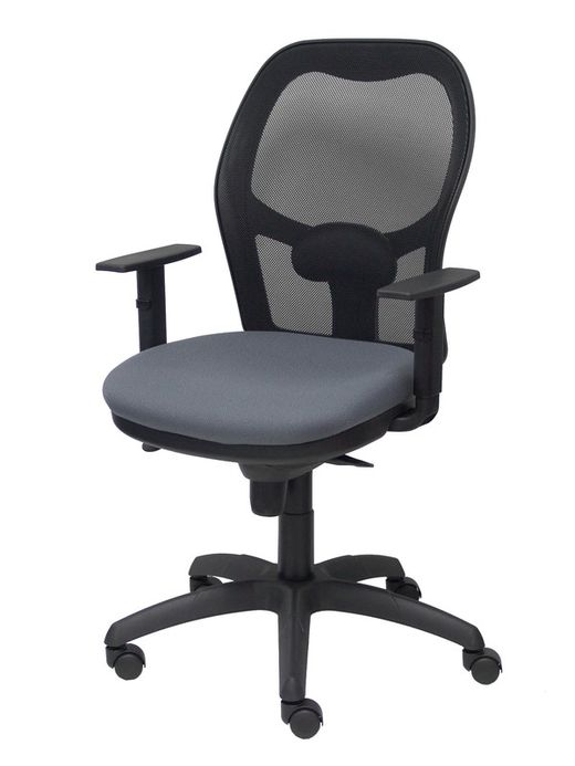 Modelo Jorquera - Silla de oficina ergonómica con mecanismo sincro, brazos regulables y ajustable en altura - Respaldo de malla transpirable en color negro y asiento tapizados en tejido BALI color gris oscuro
