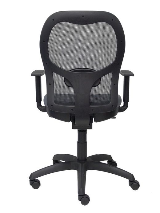 Modelo Jorquera - Silla de oficina ergonómica con mecanismo sincro, brazos regulables y ajustable en altura - Respaldo de malla transpirable en color negro y asiento tapizados en tejido BALI color gris oscuro