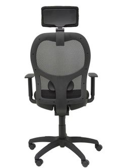 Modelo Jorquera - Silla de oficina ergonómica con mecanismo sincro, brazos regulables y ajustable en altura - Respaldo de malla transpirable en color negro y asiento tapizados en tejido BALI color negro