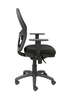 Modelo Jorquera - Silla de oficina ergonómica con mecanismo sincro, brazos regulables y ajustable en altura - Respaldo de malla transpirable en color negro y asiento tapizados en tejido BALI color negro