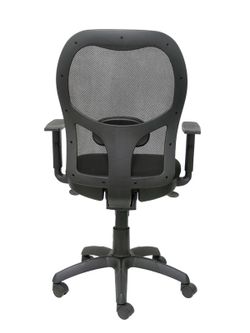 Modelo Jorquera - Silla de oficina ergonómica con mecanismo sincro, brazos regulables y ajustable en altura - Respaldo de malla transpirable en color negro y asiento tapizados en tejido BALI color negro