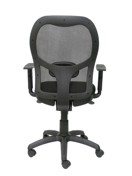 Modelo Jorquera - Silla de oficina ergonómica con mecanismo sincro, brazos regulables y ajustable en altura - Respaldo de malla transpirable en color negro y asiento tapizados en tejido BALI color negro