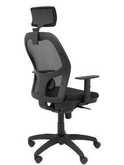 Modelo Jorquera - Silla de oficina ergonómica con mecanismo sincro, brazos regulables y ajustable en altura - Respaldo de malla transpirable en color negro y asiento tapizados en tejido BALI color negro