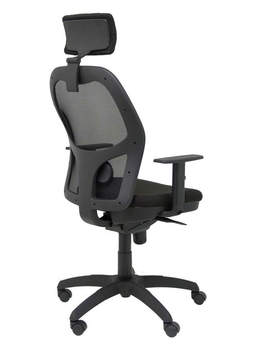 Modelo Jorquera - Silla de oficina ergonómica con mecanismo sincro, brazos regulables y ajustable en altura - Respaldo de malla transpirable en color negro y asiento tapizados en tejido BALI color negro
