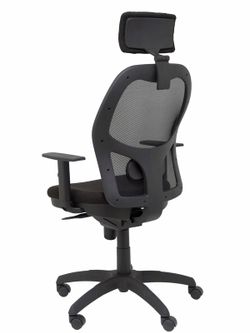Modelo Jorquera - Silla de oficina ergonómica con mecanismo sincro, brazos regulables y ajustable en altura - Respaldo de malla transpirable en color negro y asiento tapizados en tejido BALI color negro