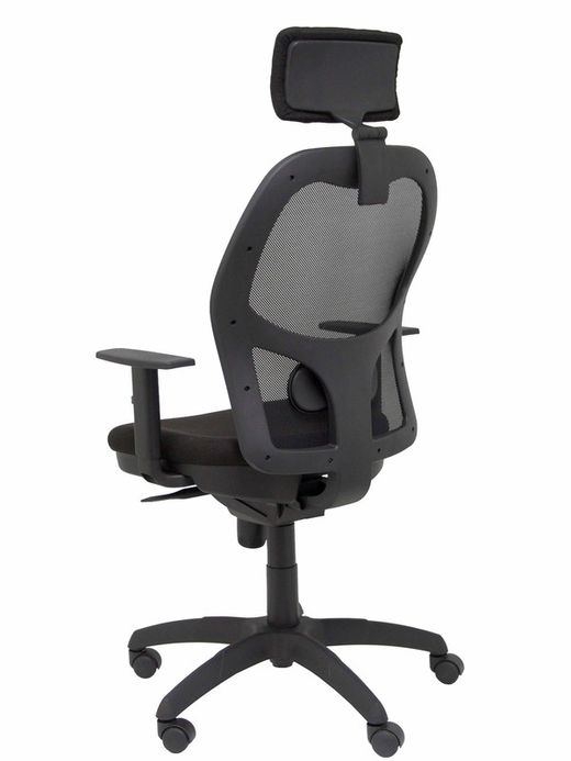 Modelo Jorquera - Silla de oficina ergonómica con mecanismo sincro, brazos regulables y ajustable en altura - Respaldo de malla transpirable en color negro y asiento tapizados en tejido BALI color negro