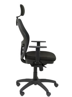 Modelo Jorquera - Silla de oficina ergonómica con mecanismo sincro, brazos regulables y ajustable en altura - Respaldo de malla transpirable en color negro y asiento tapizados en tejido BALI color negro